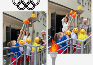 Dzieci zapalają znicz olimpijski