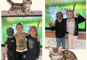 Dzieci pozują w przebraniach kotów