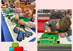 Dzieci budują z klocków Lego