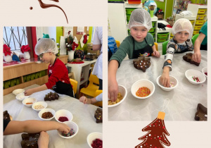 Dzieci dekorują swoje czekolady