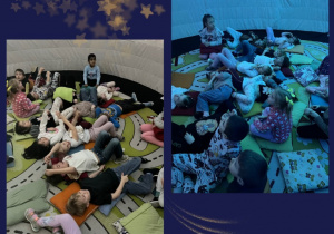 Dzieci oglądają wyświetlany film