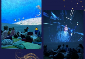 Dzieci oglądają film o oceanie i jego mieszkańcach