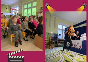 Dzieci oglądają bajkę