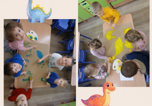 Dzieci tworzą prace plastyczną