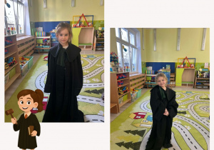 Dzieci pozują w todze adwokackiej