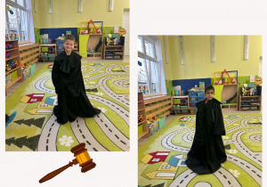 Dzieci pozują w stroju adwokata