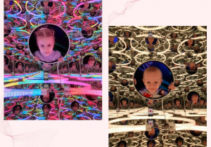 Dzieci pozują wśród światel