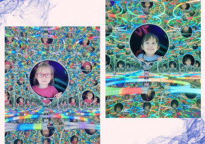 Dzieci pozują wśród świateł