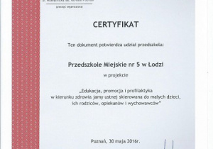 certyfikat programu 